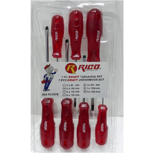 Rico Kraft Tornavida Takımı 7 Parça Düz Yıldız