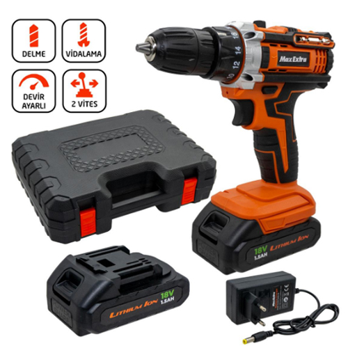 Max Extra MX1815 Çift Akülü Şarjlı Matkap 18V