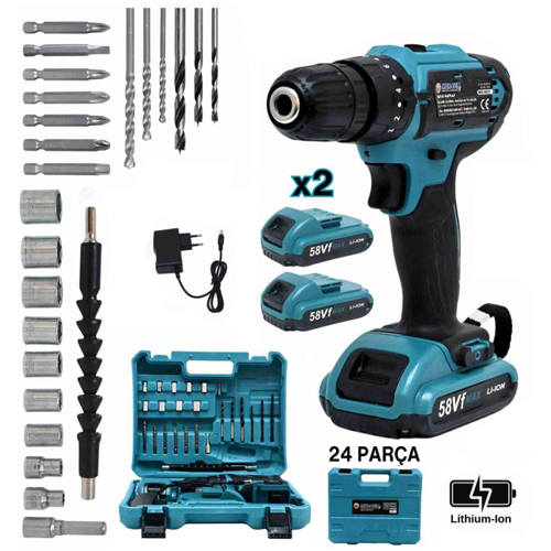 Murcell Mur-9022 Çift Akülü Şarjlı Matkap 12V